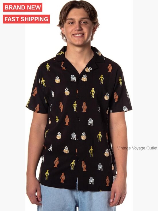 Other - Men's Star Wars Button Up Camp Shirt, Short Sleeve, Loose Fit, Lightweight